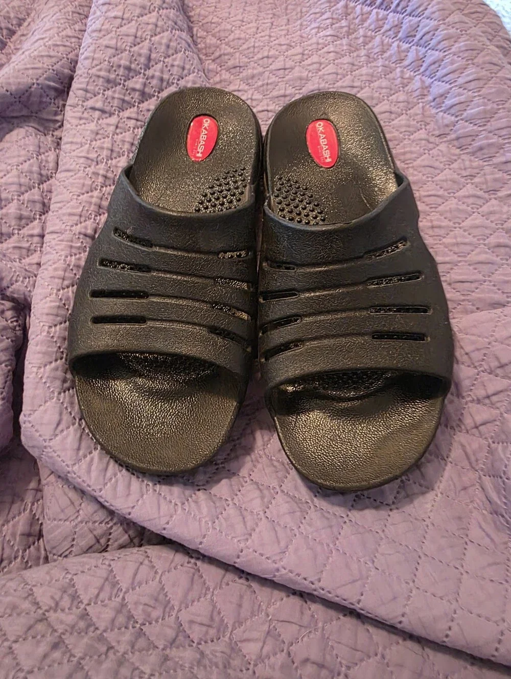Black Slide Sandals with Vent Slots